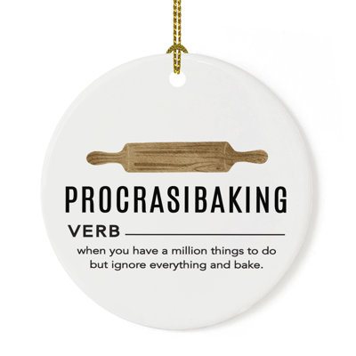 Funny Baking Ornament Procrasibaking Ceramic Christmas Tree Decoration, Gift For Baker, Mom, Or Grandma