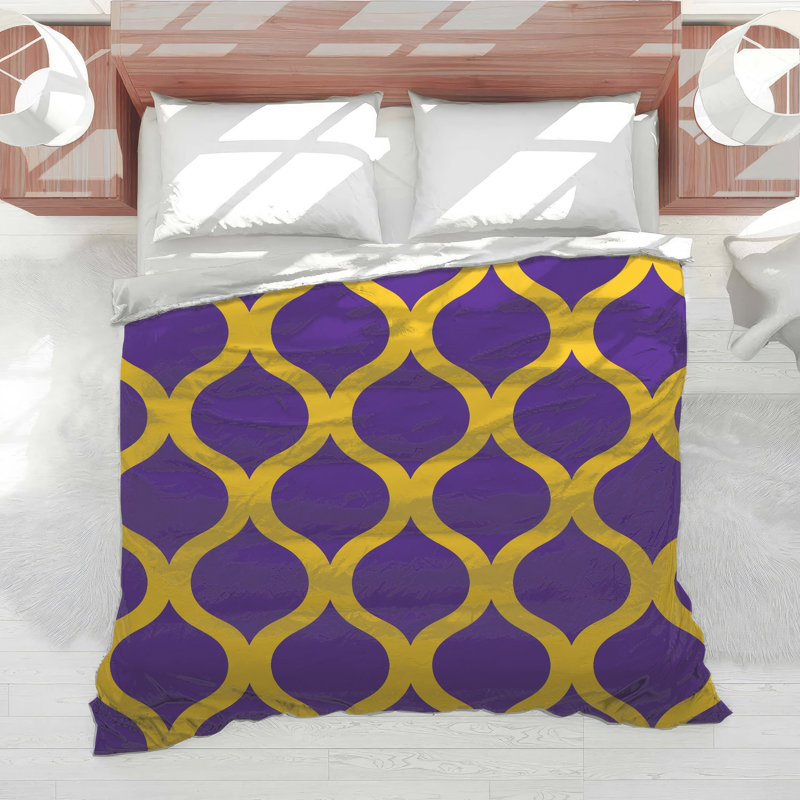 Purple Gold Trellis Comforter, King