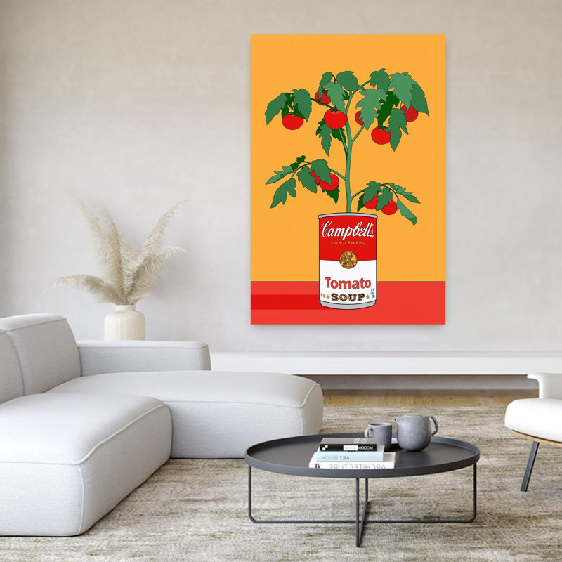 Art contemporain rétro, plante rétro, H 60 po x l 40 po