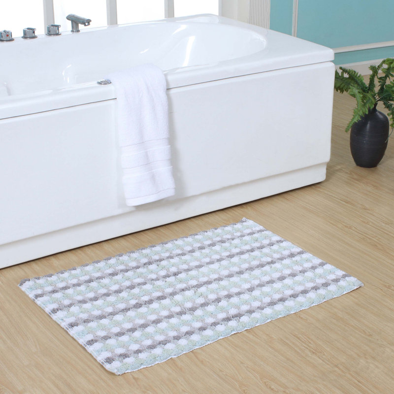 Macek 100% Cotton Bathroom Rug, Non Slip & Water Absorbent Soft Shaggy Mat, Green, 24"W x 36"L