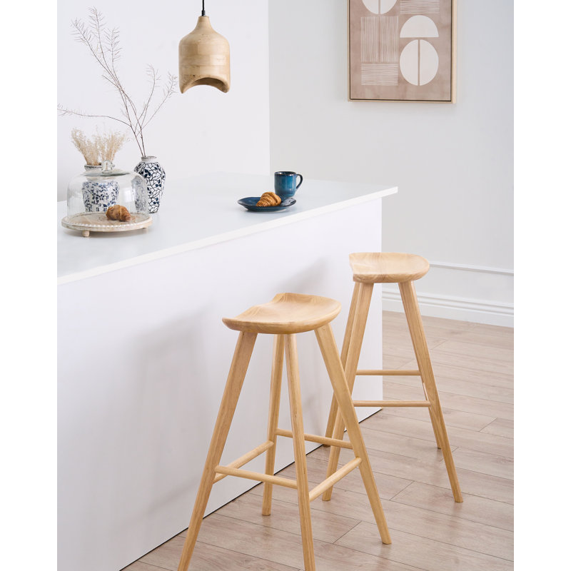 Set of 2 Bar Stools Light Brown