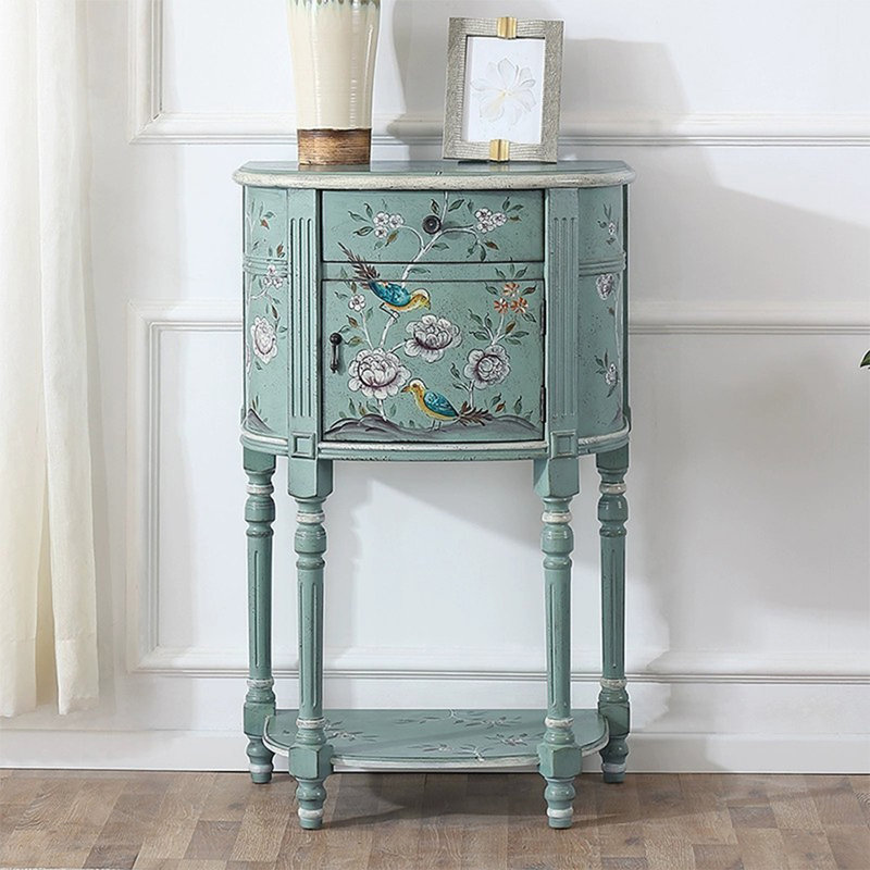 Solid + Manufactured Wood Free form Console Table, Blue