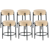Modern Dining Chairs Set, 23.6" Counter Height Stools with Round Soft Padded Boucle Backless Seat