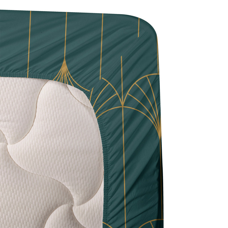 Microfiber Sheet Set, Twin XL Sheet Set with 1 Pillowcase, Light Teal/Sand Brown Geometric