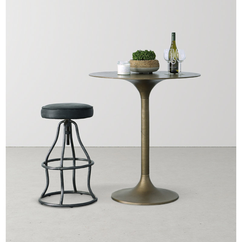 Bernardo Swivel Upholstered Adjustable Height Counter Stool with Metal Frame, Distressed Black