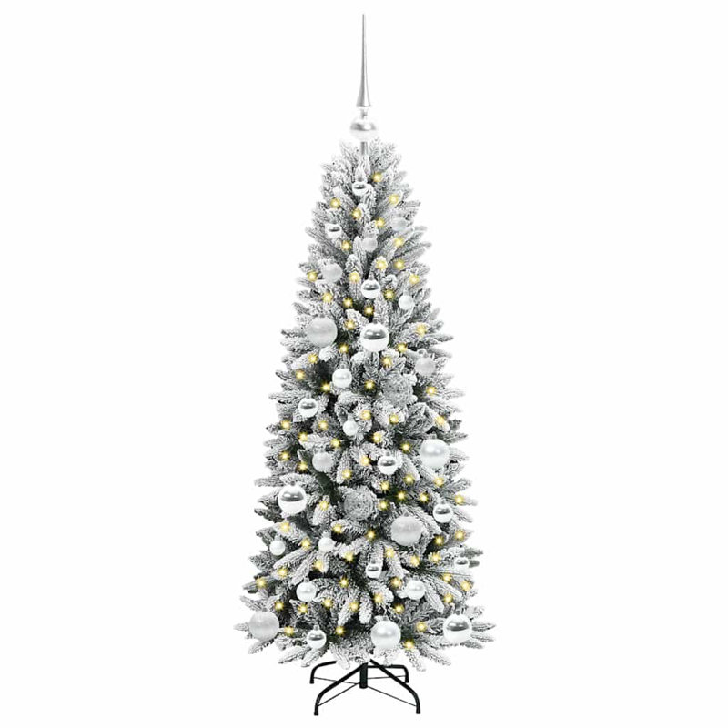 Artificial Christmas Tree with 150 LEDs White, Silver, 3.94' H
