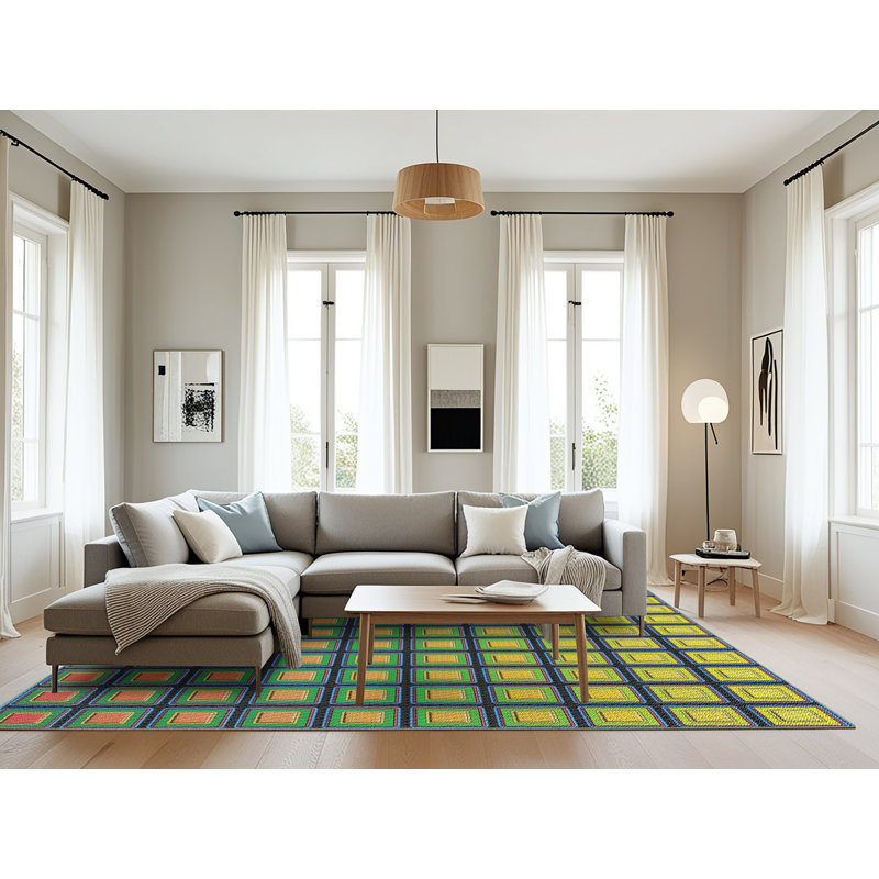 Tapis vert à motif géométrique Saito, Rectangle 8 pi x 12 pi