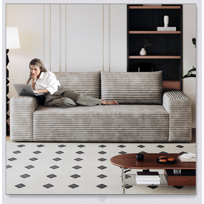 Corduroy Fabric Loveseat Sofa, Deep Seating, No Assembly, For Living Room And Bedroom Comfort