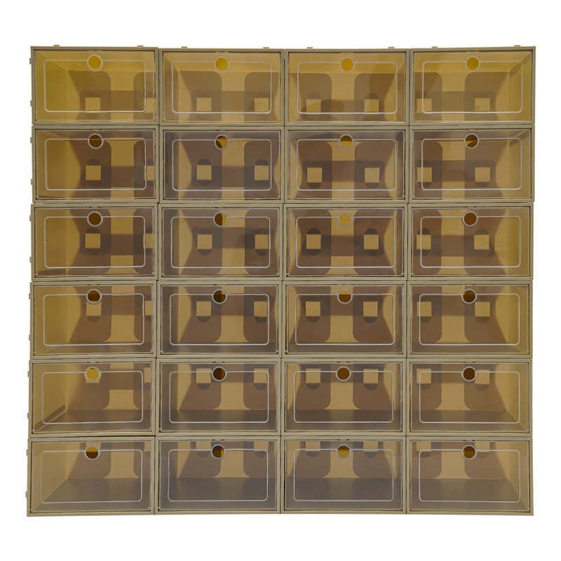 24 Pair Stackable Shoe Storage Box (Set of 24), Yellow