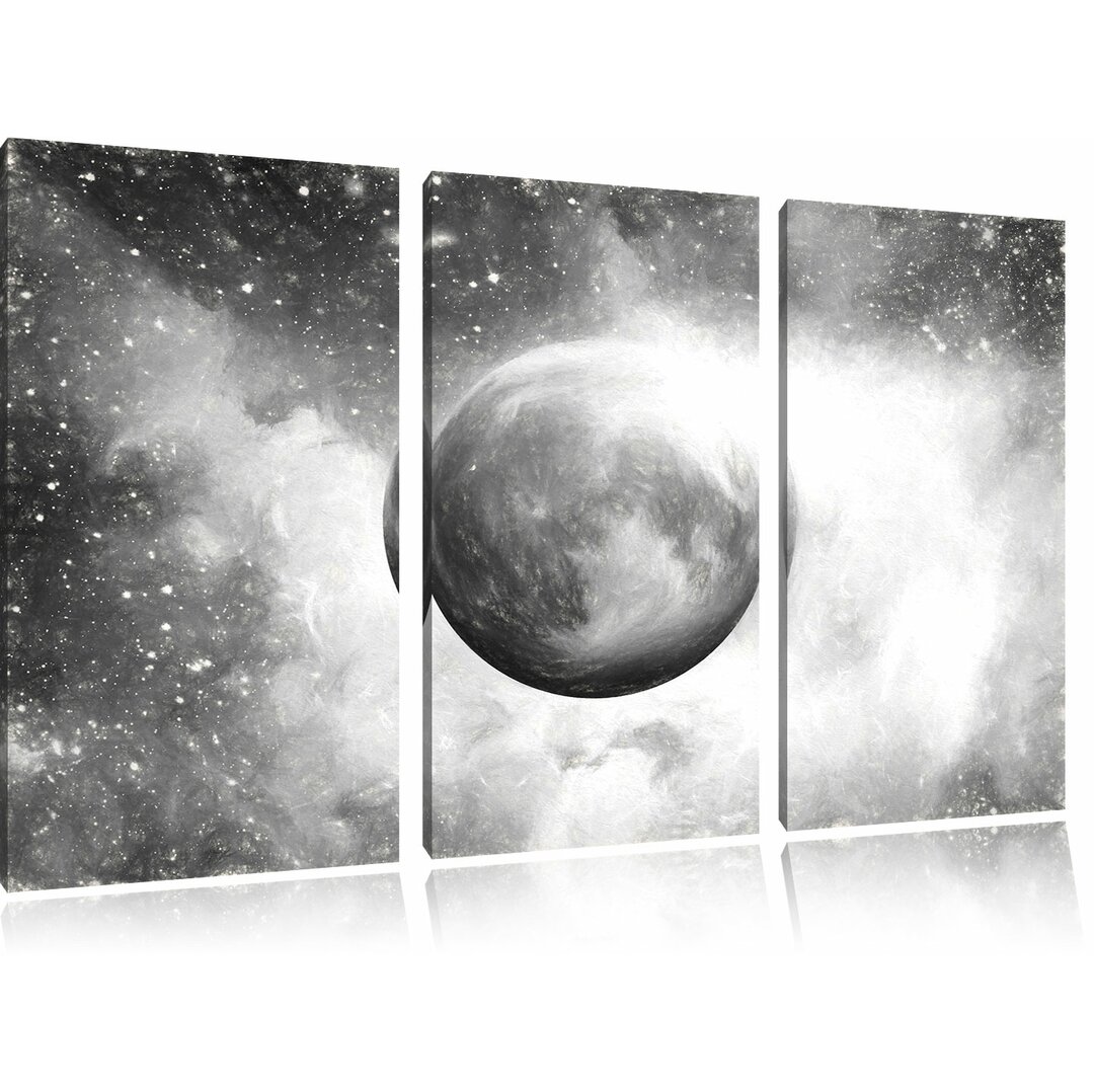 3-tlg. Leinwandbild-Set „Unser Mond im Sternenstaub“, Kunstdruck