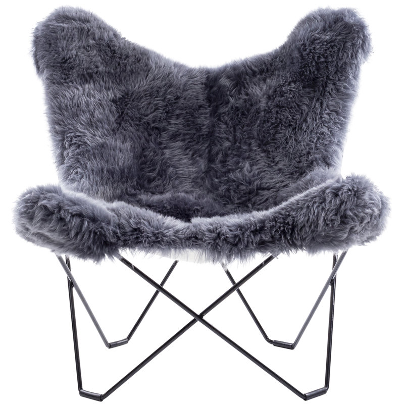 Fauteuil papillon en peau de mouton, Gris