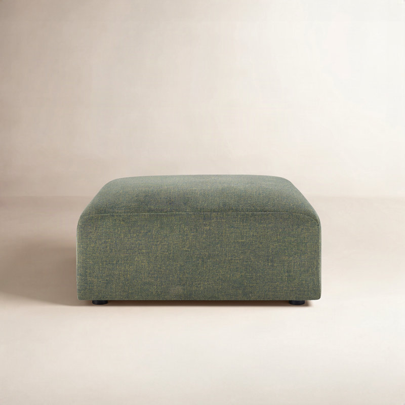 Morell 35.4" Square Upholstered Ottoman, Blue