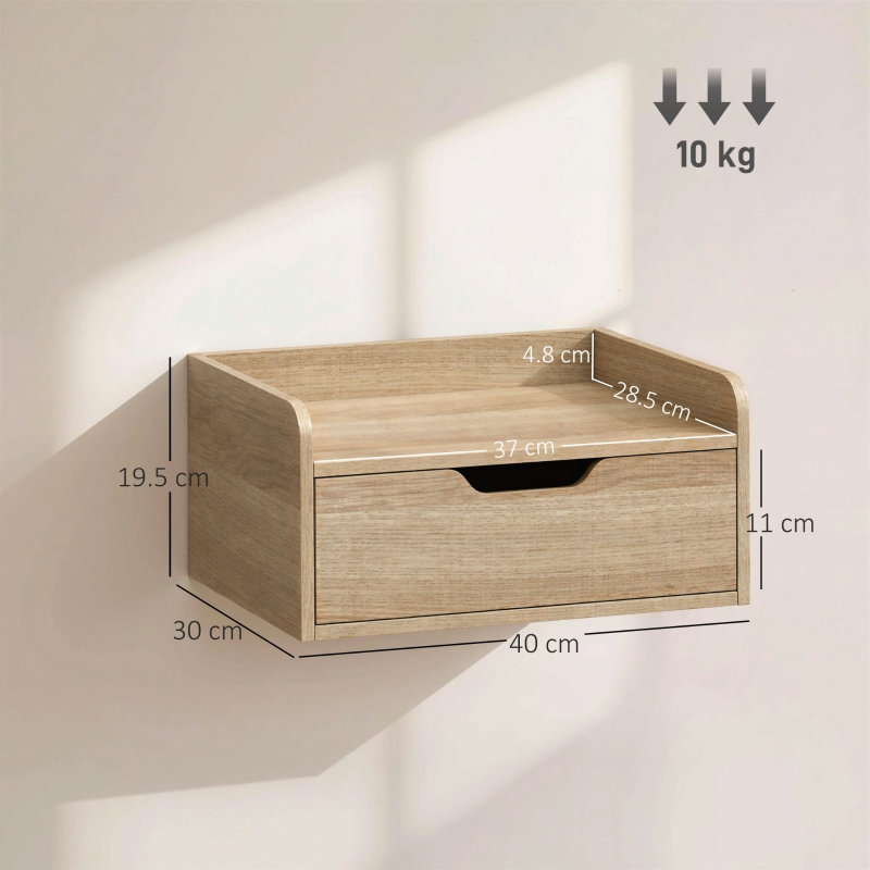 40 cm W Bedside Table, Natural Wood