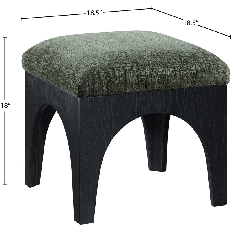 Lawson Chenille Fabric Ottoman, Green Chenille Fabric, Black