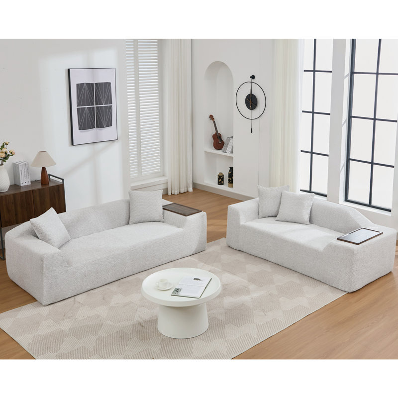 Salon gris - 3 places, 2 places avec table de bout et siège confortable pour un confort accru, Gris clair