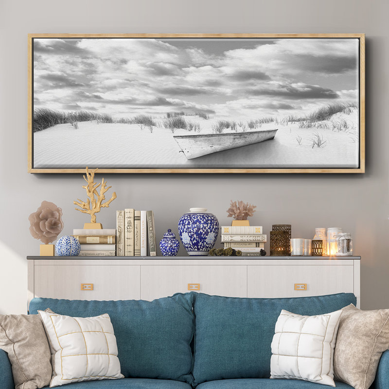 Beach- Framed Canvas, 20" H x 50" W