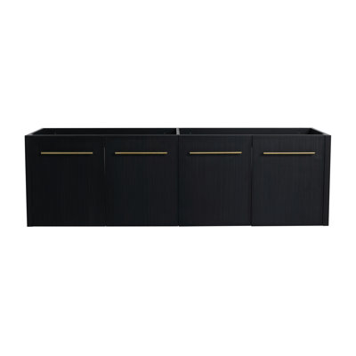 Meuble-lavabo mural de 60 po de style chic, entrée de porte, finition châtaignier noir, vaste espace de rangement, conception luxueuse en contreplaqué, portes à fermeture en douceur, couleur, rangement, fabrication