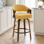 Tabouret de bar pivotant à 360 ° de style Mid-Century moderne en noyer avec dossier courbé rembourré (ensemble de 3)-1189933071-1189933072