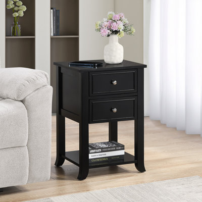 Manhattan 2 Drawer End Table with Shelf by Red Barrel Studio