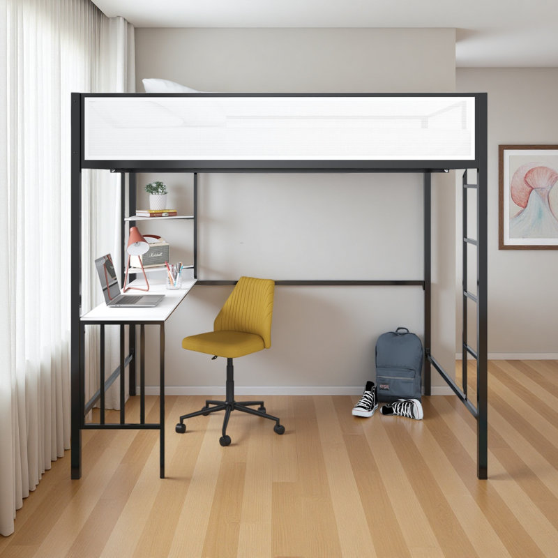 Loft Bed With Desk & Shelves, Full