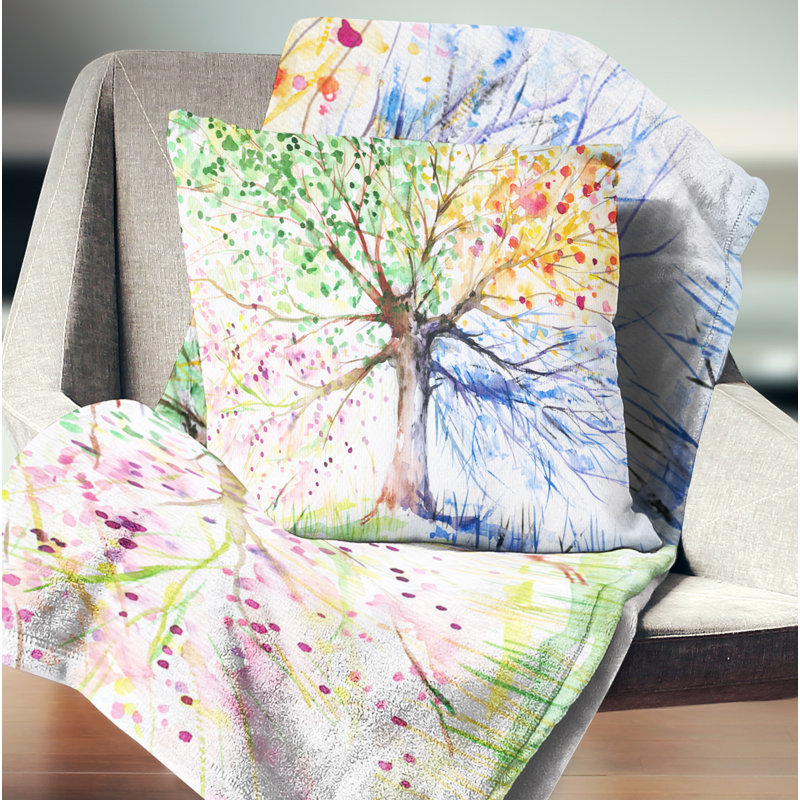 Coussin Four Seasons Tree, 16 po x 1 po, Carré