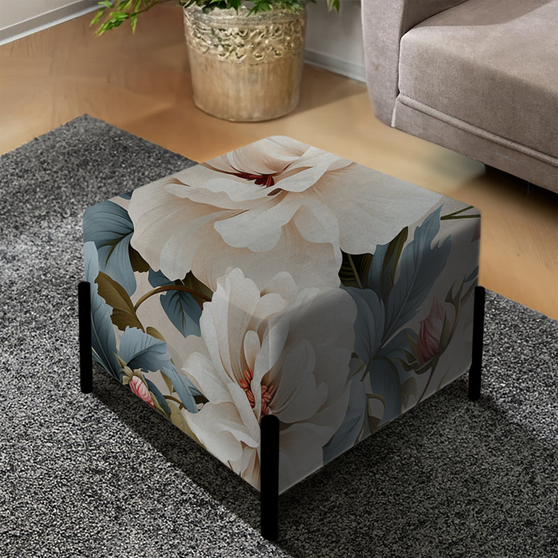 Pivoine carré blanc antique floral