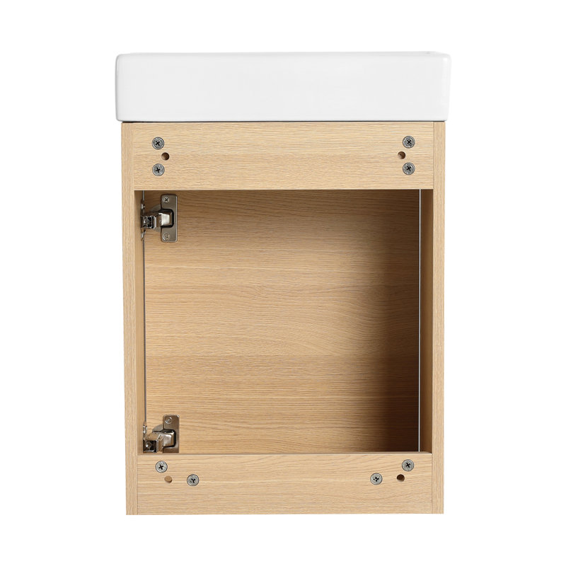 Meuble-lavabo flottant avec porte à fermeture en douceur 18 po, Beige