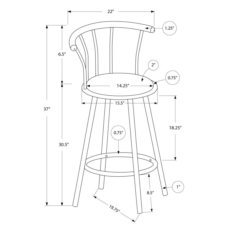 Tabouret de bar pivotant 30,5 po Tawana