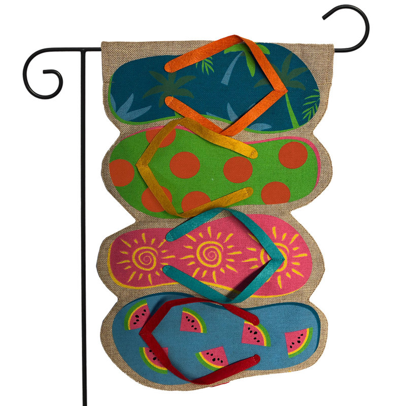 Drapeau de jardin Flip Flops Summer Burlap