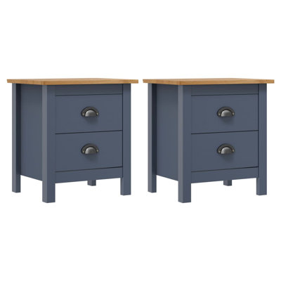 Armoire de chevet 2 pièces Red Barrel Studio® en bois de pin gris 18,1 po x 13,8 po x 19,5 po