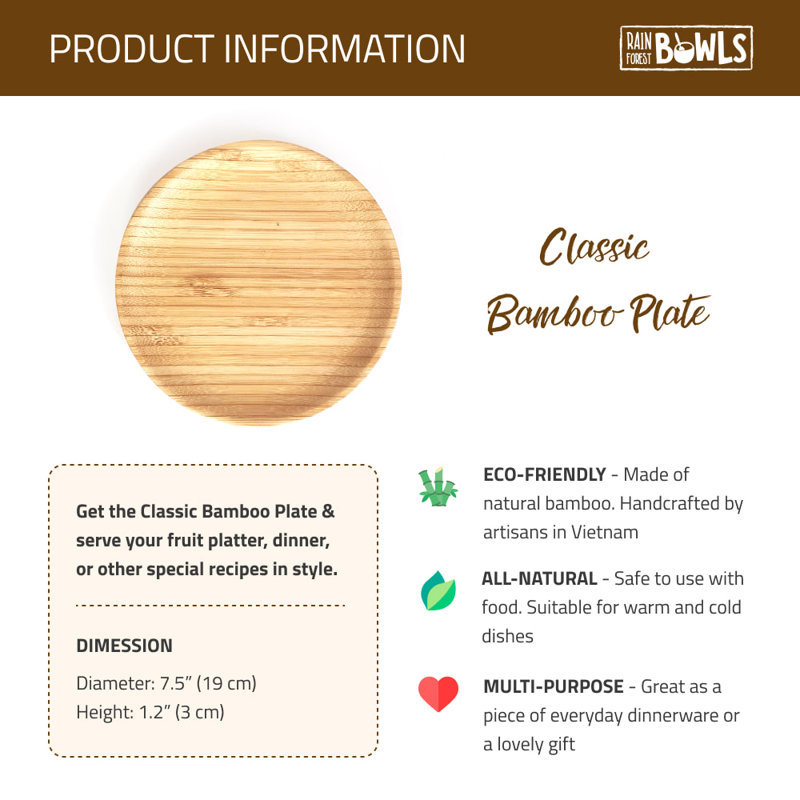 Classic 8" Bamboo Dinner Plate