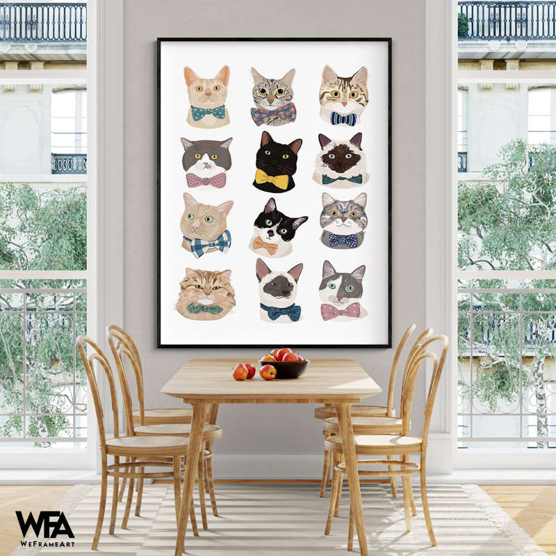 «Cats In Bow Ties» par Hanna Melin, idée de décoration de chat, affiche de race de chat, impression élégante d'affiche de décoration murale pour animal de compagnie