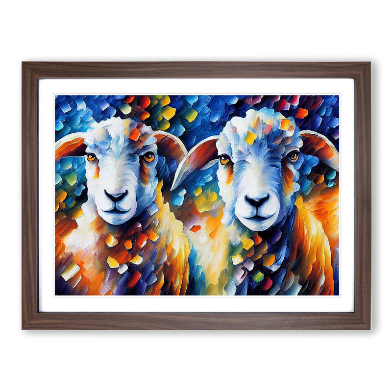 Sheep Vol.2 Abstract - Framed Print, 34cm H x 46cm W x 2cm D, Walnut