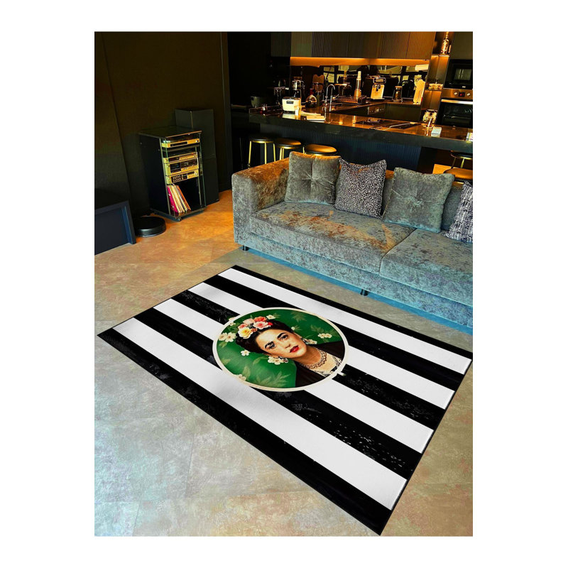 Tapis lavable à motif floral Line Line, Tapis de couloir 3 pi 3 po x 6 pi 7 po