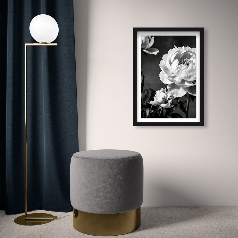 Still Peony Print by Oliver Gal, 25.5" H x 17.5" W, Black Shadowbox