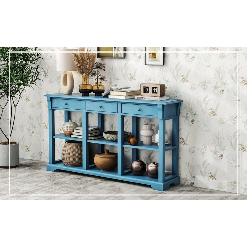 Retro Console Table/Sideboard With Ample Storage, Navy