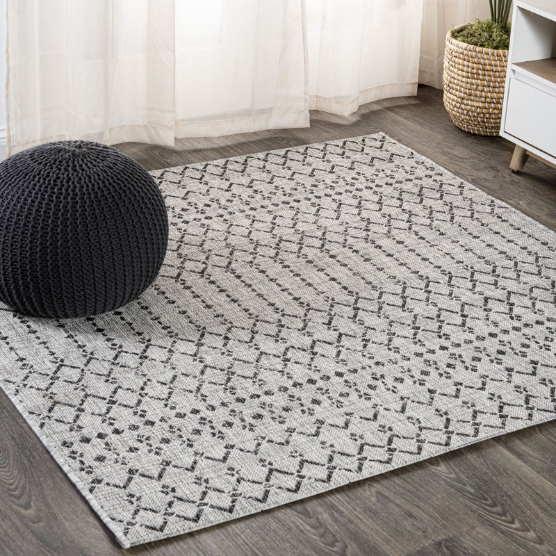 Tapis d'intérieur / extérieur Crompton, Carré 9 pi, Bleu sarcelle / Gris
