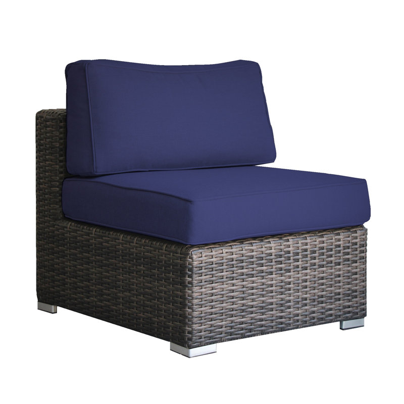 Demarest Fully Assembled 5 - Person Seating Group with Cushions |Convenient wicker patio sofa, Sunbrella Navy Blue