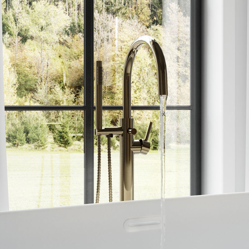 Single Handle Deck Mounted Clawfoot Tub Faucet, Polished Gold