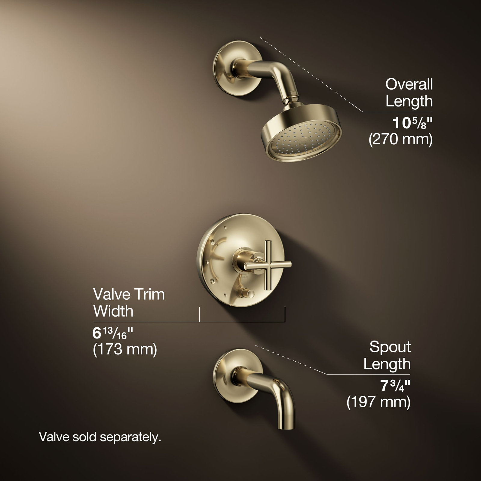 Purist Rite-Tub and Shower Faucet, Vibrant French Gold, Lever Handle