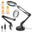 Lampe de bureau 2 en 1 avec loupe à DEL et loupe 8x avec bras pivotant et lampe de lecture USB avec support à pince 10 modes de luminosité 3 modes