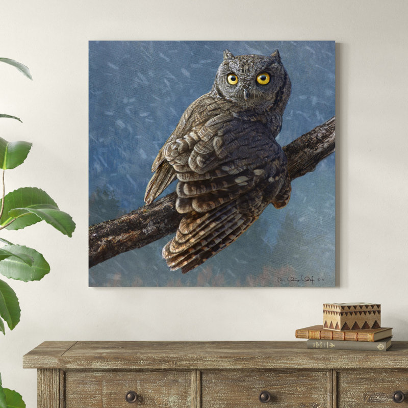 Hibou en hiver I, H 36 po x l 36 po x P 1,25 po