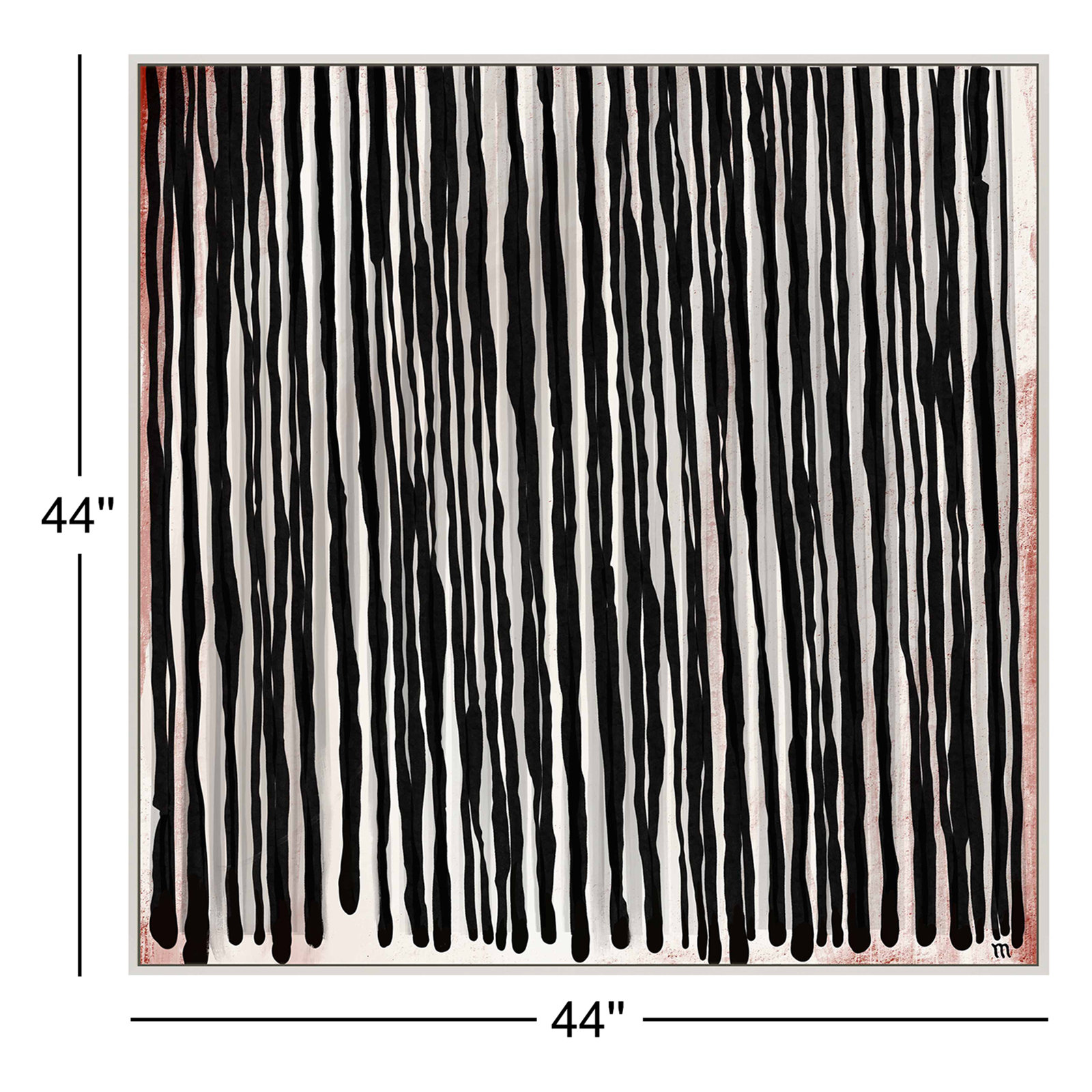 Black Waterfall by Marco Marella For Studio M, White Canvas Framed, 44" H x 44" W