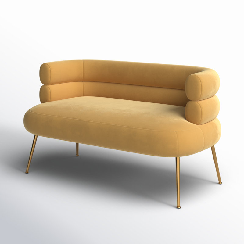 Demetrius  50'' Upholstered Loveseat, Yellow Velvet
