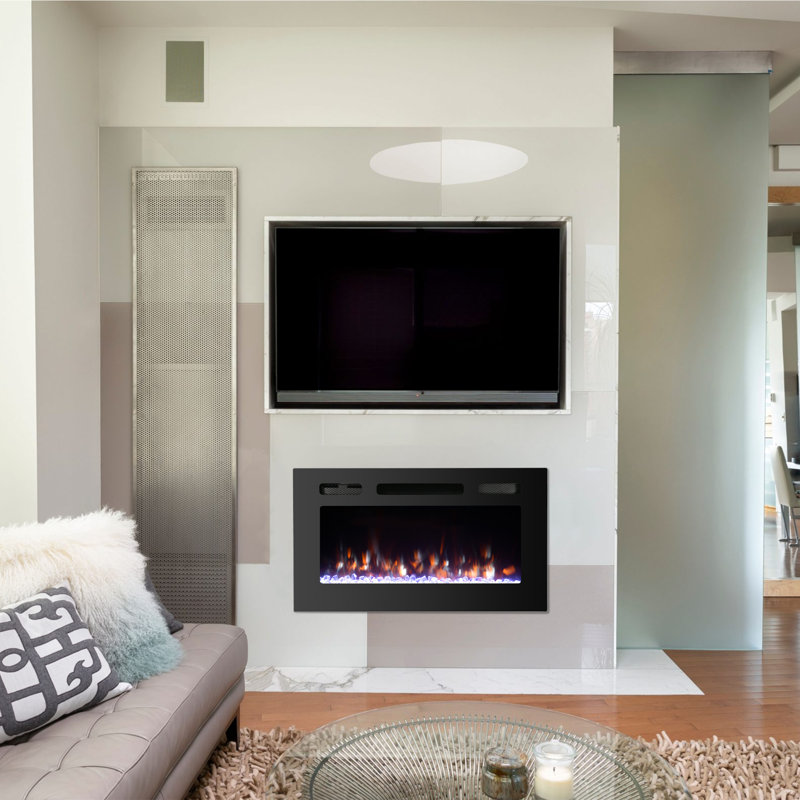Gwawr 30'' W Black Electric Fireplace