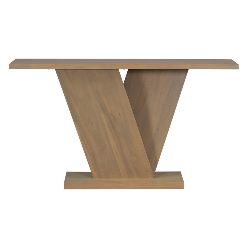 Mirod Console Table With Natural Wood Veneer,V-Base Design For Classic Versatility ,Perfect For Displaying Your Favorite Items, Easy Assembly