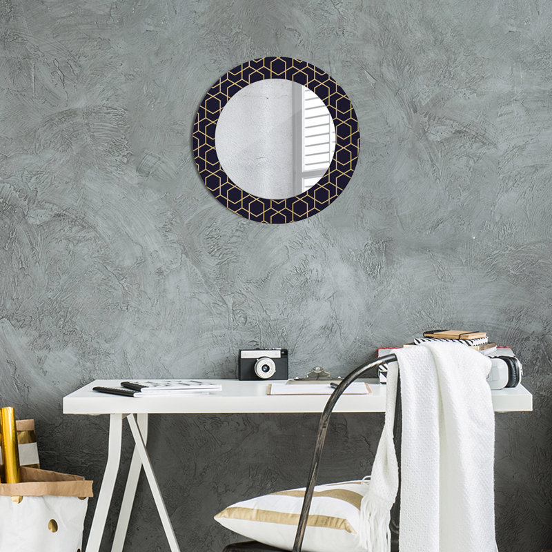 Huldar Glass Flat Wall Mirror, Multicolour Retro Composition, 50cm H x 50cm W