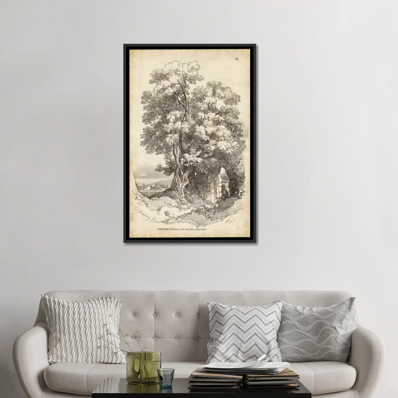 «Noble Tree II», impression sur toile, Toile encadrée noire, H 48 po x l 32 po x P 1,5 po, Pas de tapis