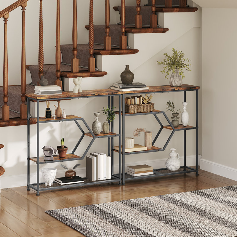 Console Table,  Narrow Long Entryway Table, 5-Tier Thin So..., Brown