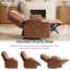 Ensemble de causeuse modulaire inclinable manuelle avec porte-gobelets en acier inoxydable, fauteuil coulissant en cuir végétalien Gravity, brun-828928265